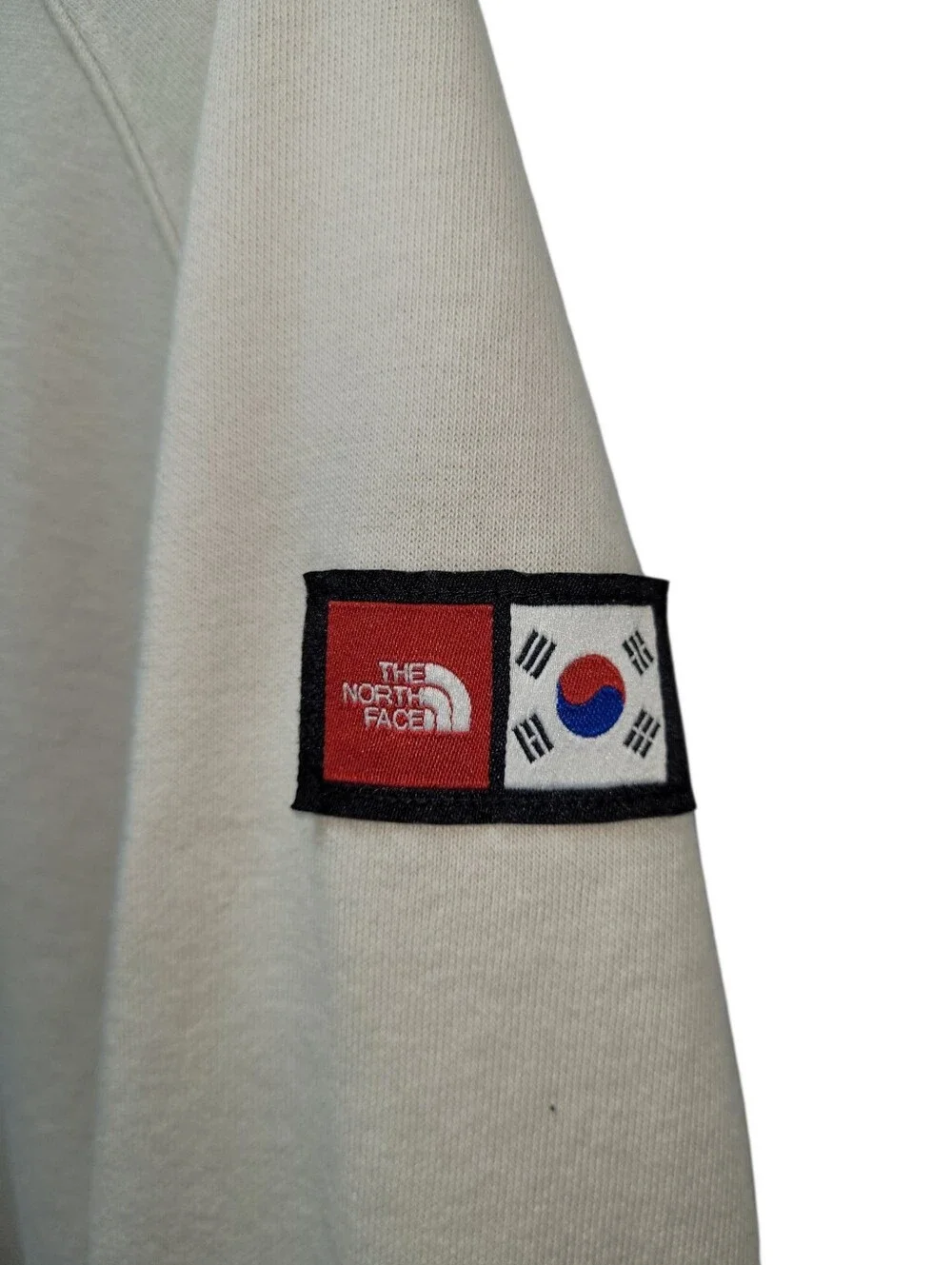 The North Face Korea Flag Logo Hoodie Sweatshirt In Cream